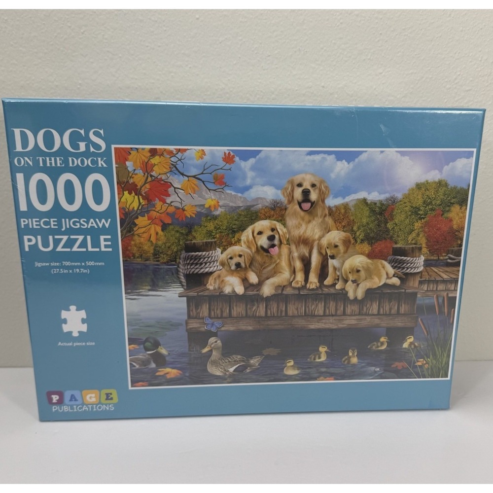 Dogs On The Dock 1000 Piece Jigsaw Puzzle Golden Retriever Pups NEW & SEALED